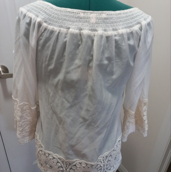 Anthropologie White Silky Embroidered Tunic, S - Picture 4 of 12